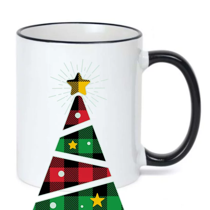 Christmas Multi Plaid Tree Black Color Changing Mug