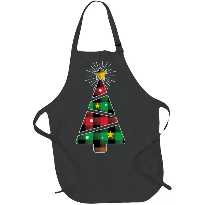 Christmas Multi Plaid Tree Full-Length Apron With Pocket