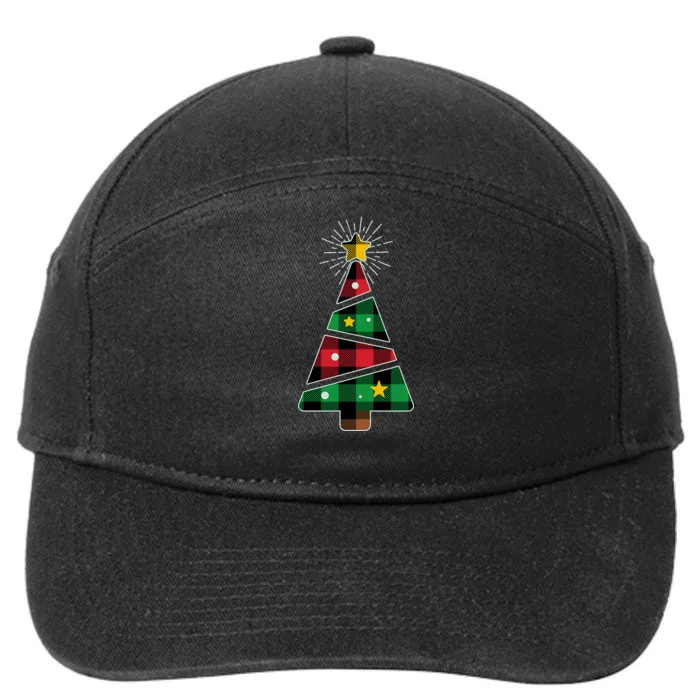 Christmas Multi Plaid Tree 7-Panel Snapback Hat