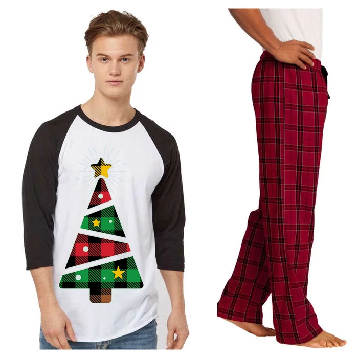 Christmas Multi Plaid Tree Raglan Sleeve Pajama Set