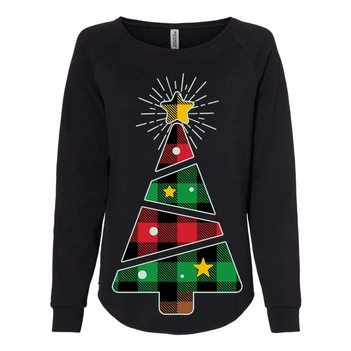 Christmas Multi Plaid Tree Womens California Wash Sweatshirt