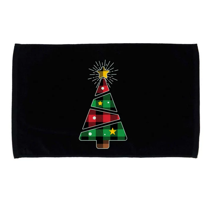 Christmas Multi Plaid Tree Microfiber Hand Towel