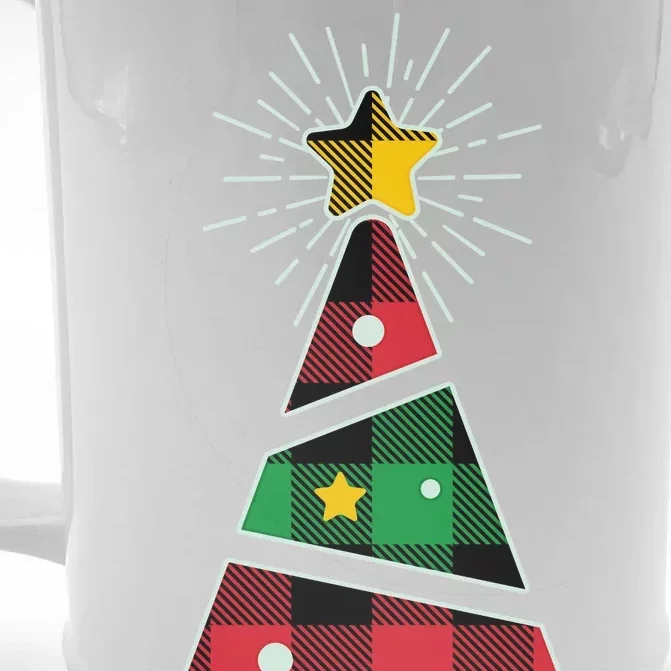 Christmas Multi Plaid Tree Front & Back Beer Stein