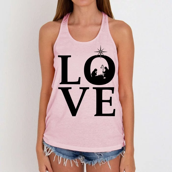 Christmas Nativity LOVE Women's Knotted Racerback Tank