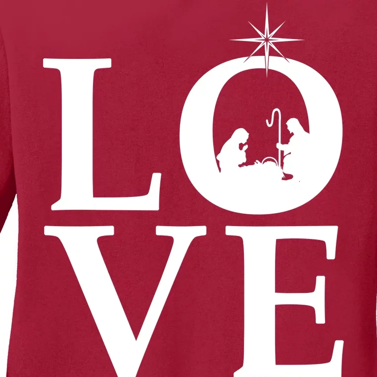 Christmas Nativity LOVE Ladies Long Sleeve Shirt