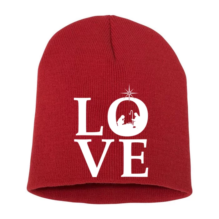 Christmas Nativity LOVE Short Acrylic Beanie