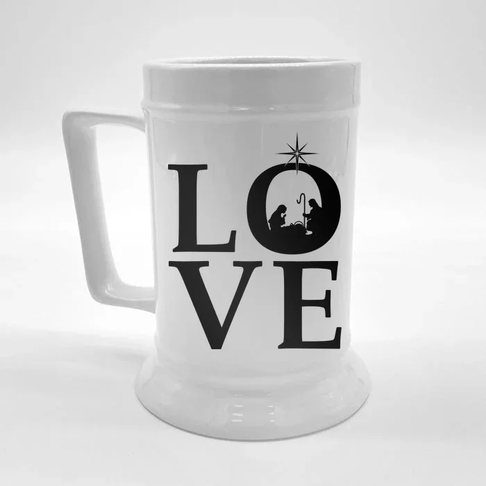 Christmas Nativity LOVE Front & Back Beer Stein