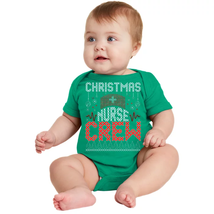 Christmas Nurse Crew Ugly Christmas Sweater RN Baby Bodysuit