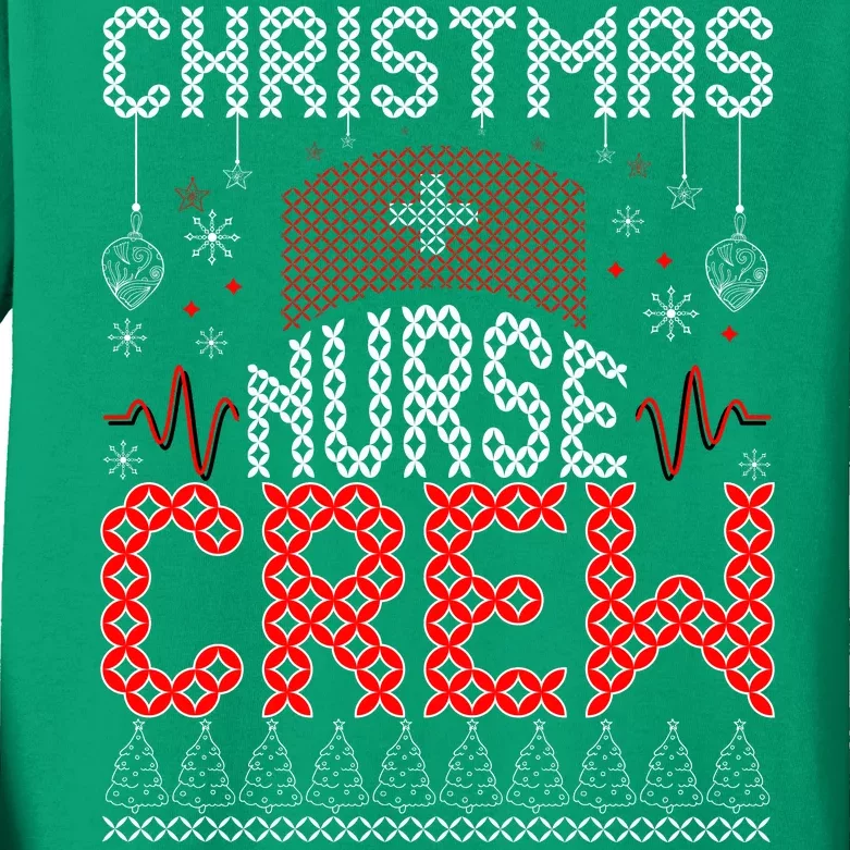 Christmas Nurse Crew Ugly Christmas Sweater RN Kids Long Sleeve Shirt