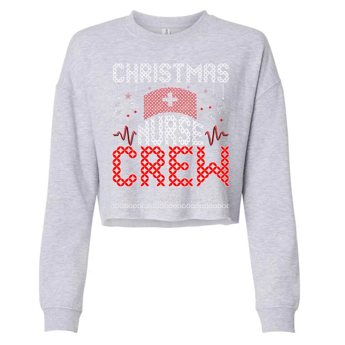 Christmas Nurse Crew Ugly Christmas Sweater RN Cropped Pullover Crew