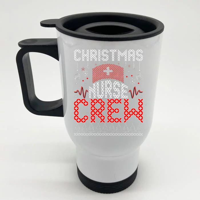 Christmas Nurse Crew Ugly Christmas Sweater RN Front & Back Stainless Steel Travel Mug