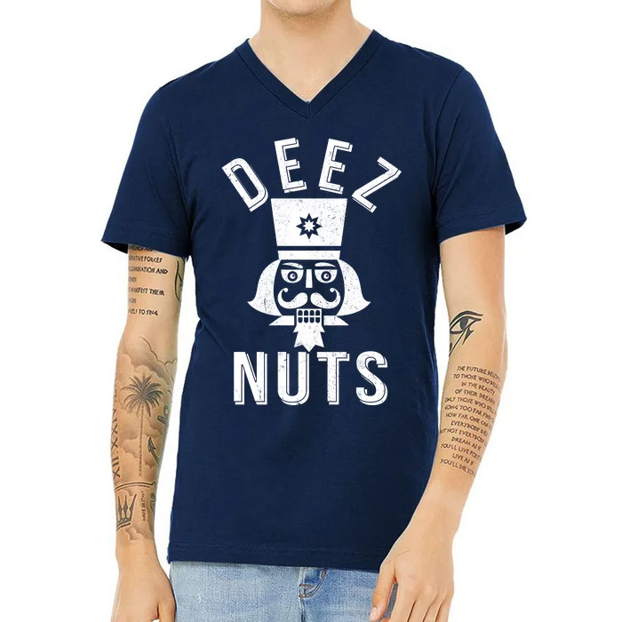 Christmas Nutcracker Deez Nuts V-Neck T-Shirt