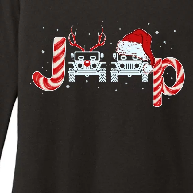 Christmas off Road Car Reindeer Womens CVC Long Sleeve Shirt