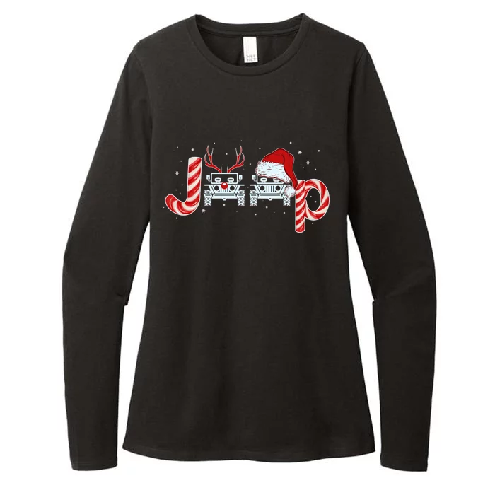 Christmas off Road Car Reindeer Womens CVC Long Sleeve Shirt