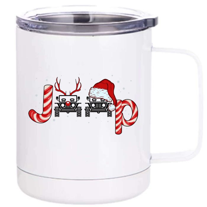 Christmas off Road Car Reindeer Front & Back 12oz Stainless Steel Tumbler Cup