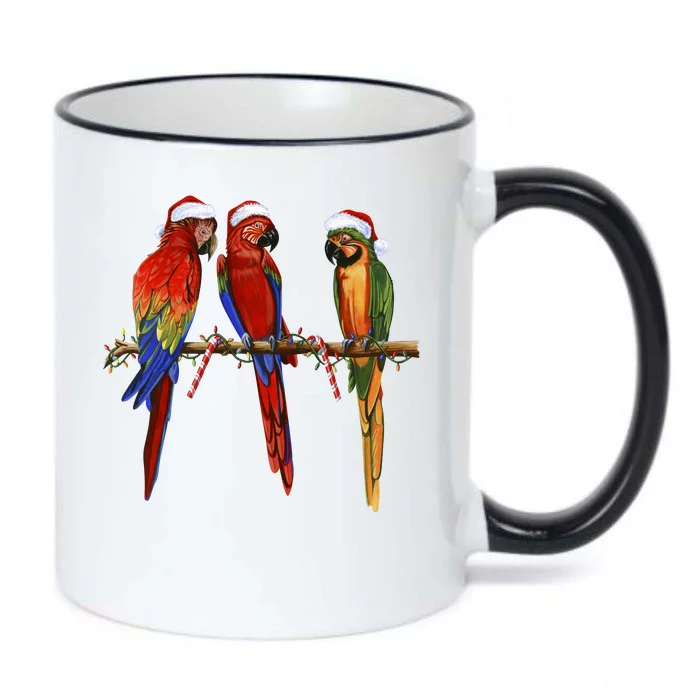 Christmas Parrots Black Color Changing Mug