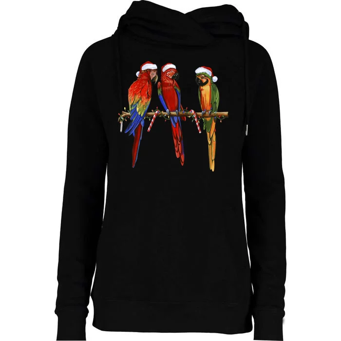 Christmas Parrots Womens Funnel Neck Pullover Hood