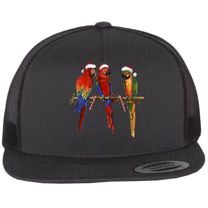 Christmas Parrots Flat Bill Trucker Hat