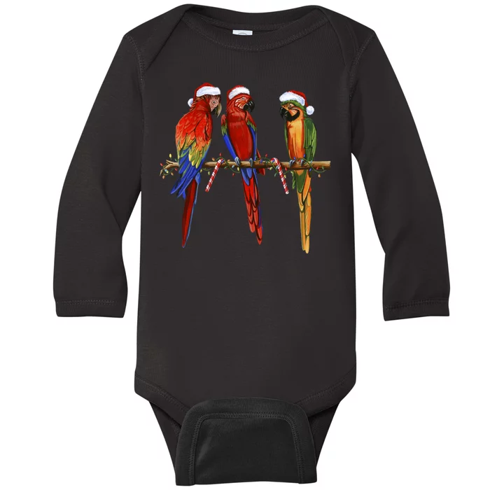 Christmas Parrots Baby Long Sleeve Bodysuit