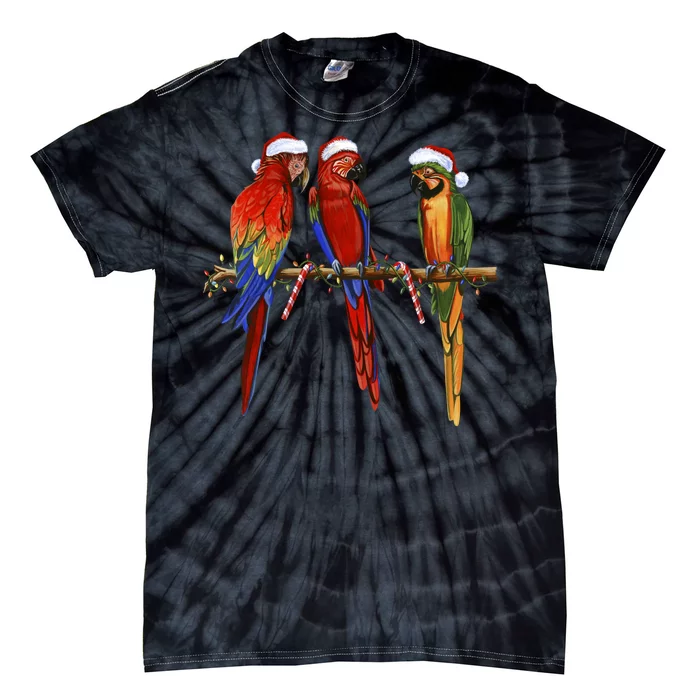 Christmas Parrots Tie-Dye T-Shirt