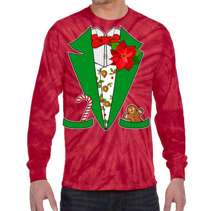 Christmas Party Tuxedo Suit Top Tie-Dye Long Sleeve Shirt