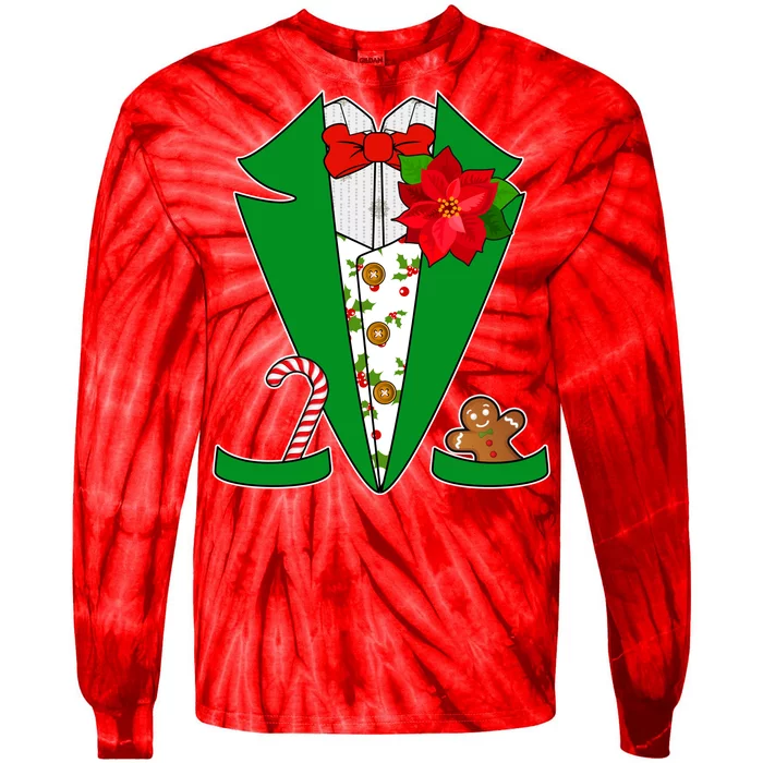 Christmas Party Tuxedo Suit Top Tie-Dye Long Sleeve Shirt