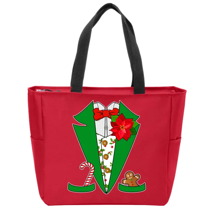 Christmas Party Tuxedo Suit Top Zip Tote Bag