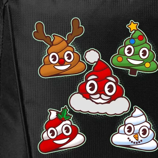 Christmas Poop Emoji Group City Backpack