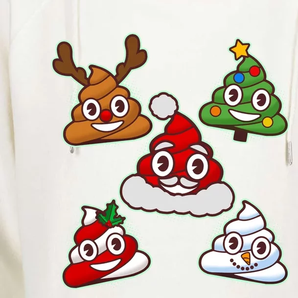 Christmas Poop Emoji Group Womens Funnel Neck Pullover Hood