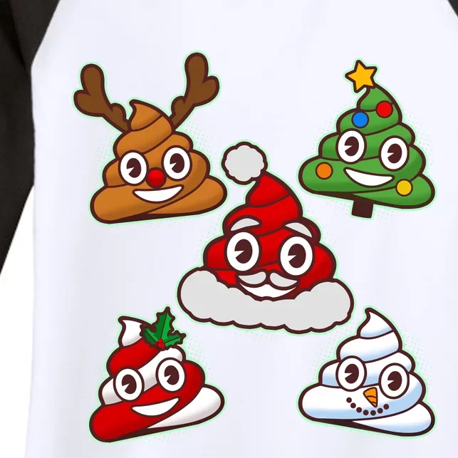 Christmas Poop Emoji Group Women's Tri-Blend 3/4-Sleeve Raglan Shirt