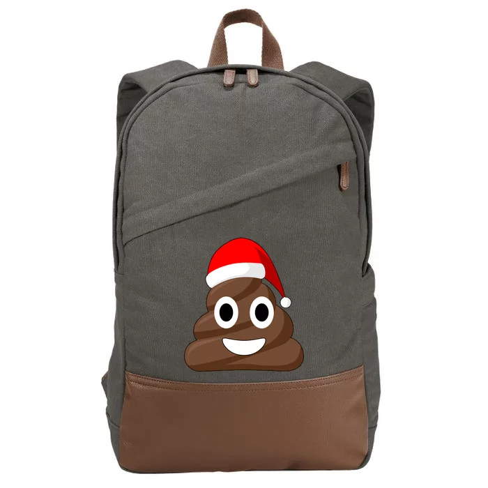 Christmas Poop Emoji Smiley Cotton Canvas Backpack