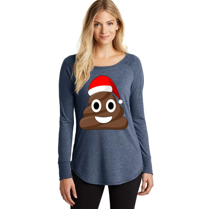 Christmas Poop Emoji Smiley Women's Perfect Tri Tunic Long Sleeve Shirt