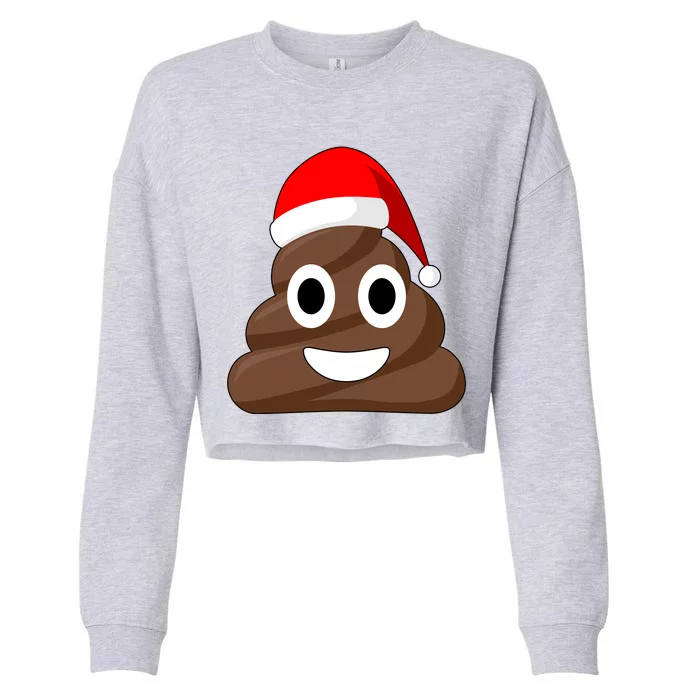 Christmas Poop Emoji Smiley Cropped Pullover Crew