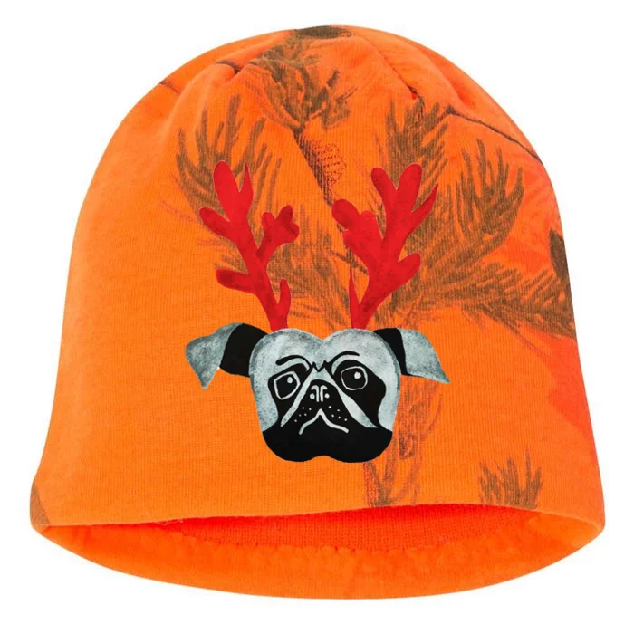 Christmas Pug Reindeer Kati - Camo Knit Beanie