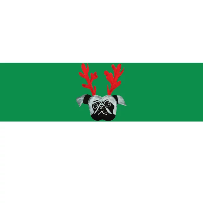 Christmas Pug Reindeer Bumper Sticker