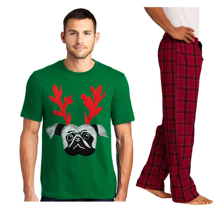 Christmas Pug Reindeer Pajama Set