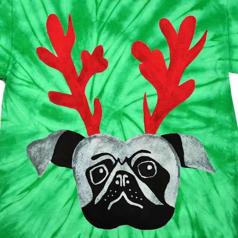 Christmas Pug Reindeer Tie-Dye T-Shirt