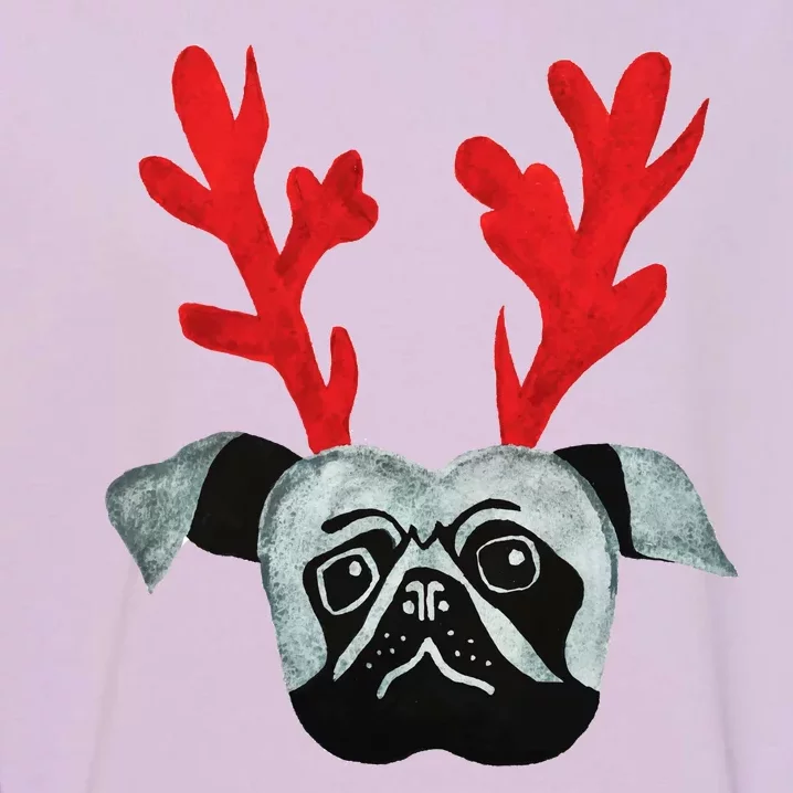 Christmas Pug Reindeer Garment-Dyed Sweatshirt