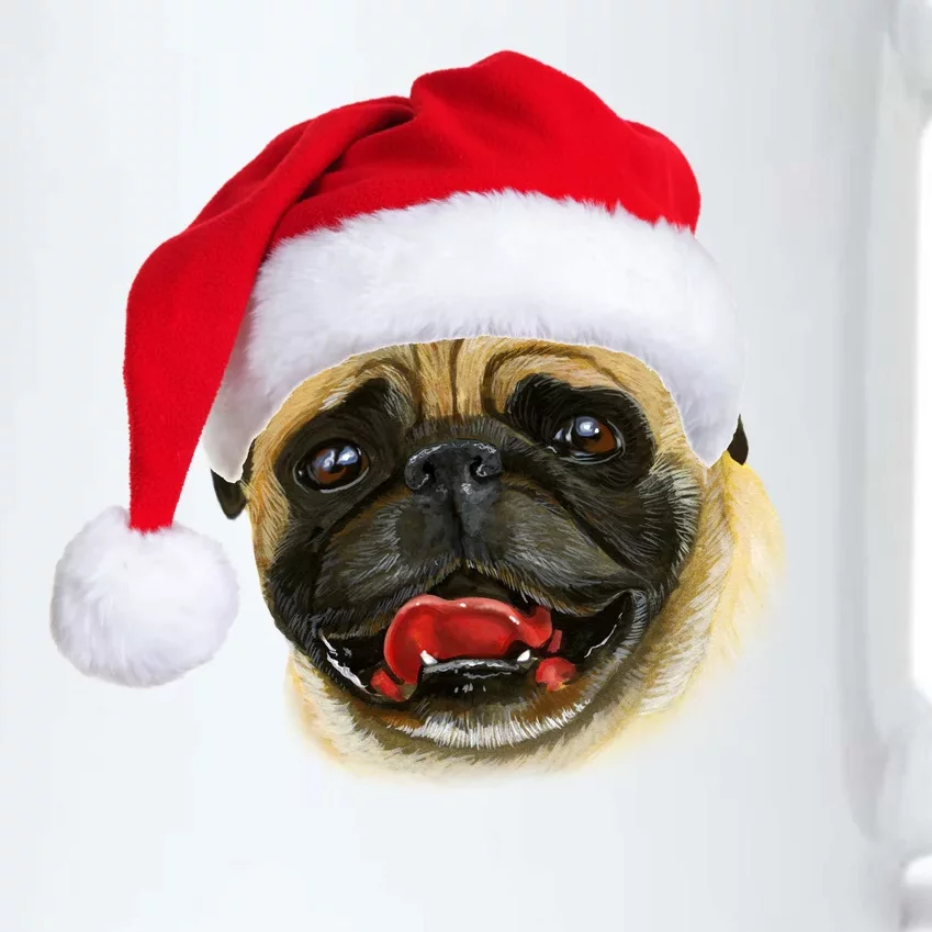 Christmas Pug Santa Hat Cute Black Color Changing Mug