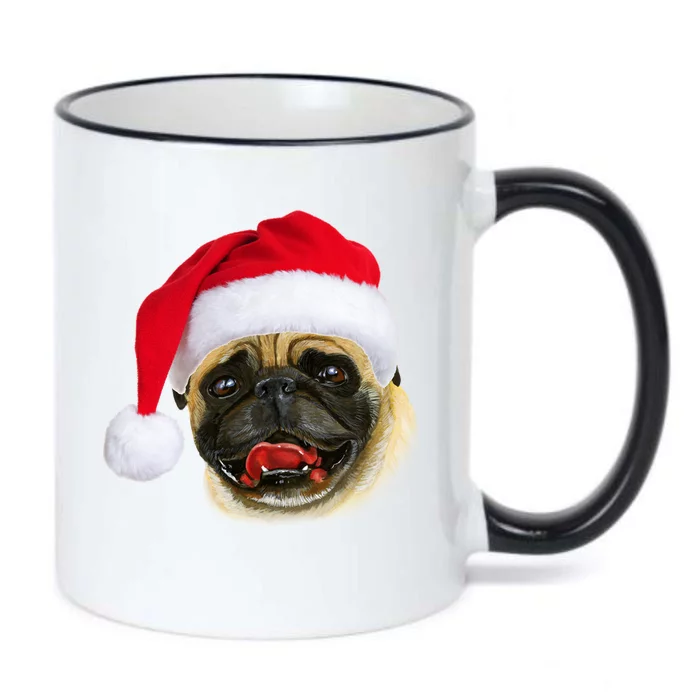 Christmas Pug Santa Hat Cute Black Color Changing Mug