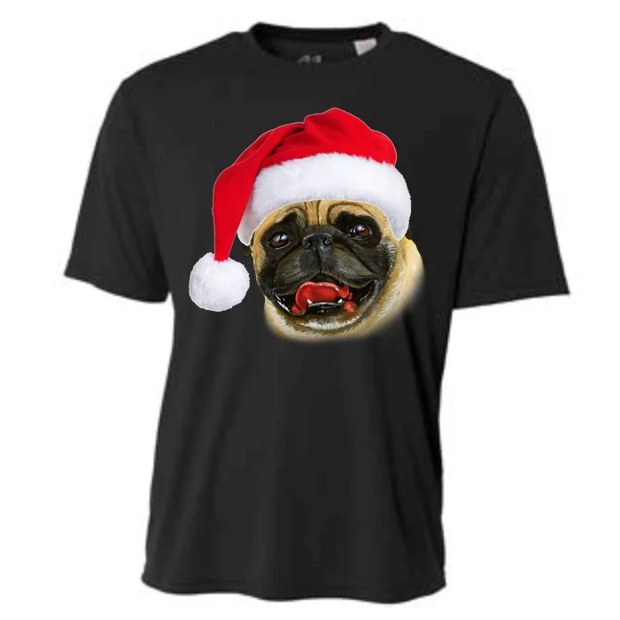 Christmas Pug Santa Hat Cute Cooling Performance Crew T-Shirt