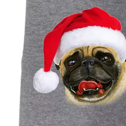 Christmas Pug Santa Hat Cute Doggie 3-End Fleece Hoodie