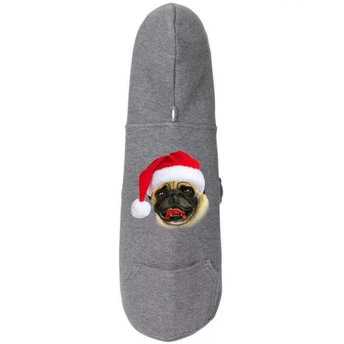 Christmas Pug Santa Hat Cute Doggie 3-End Fleece Hoodie