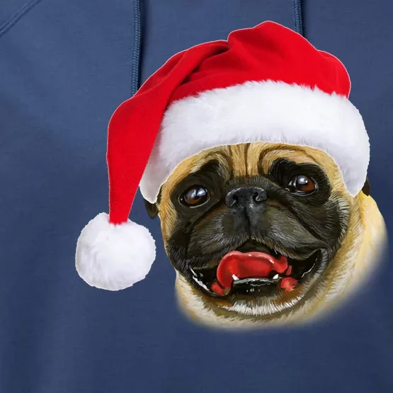 Christmas Pug Santa Hat Cute Performance Fleece Hoodie