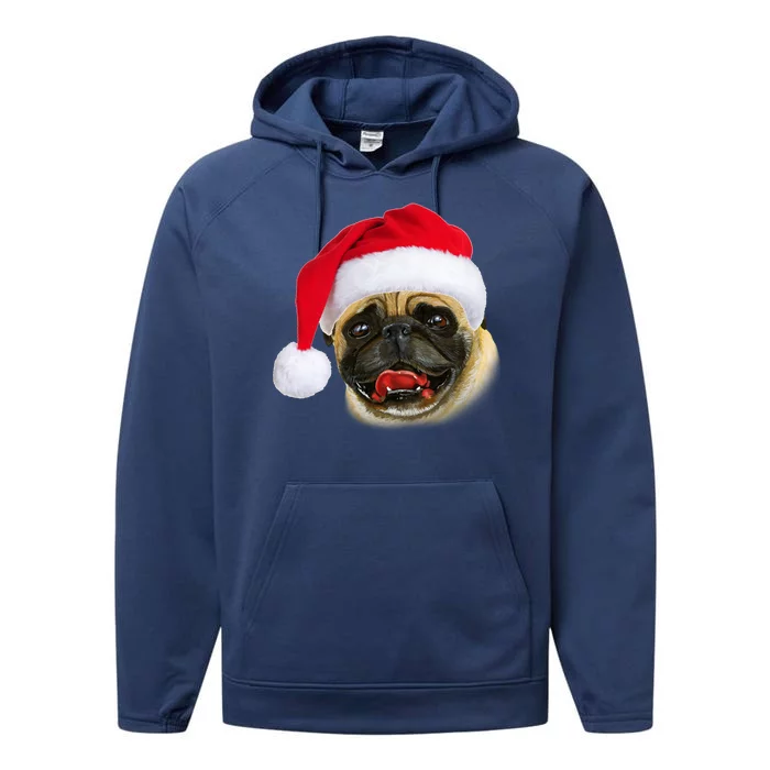 Christmas Pug Santa Hat Cute Performance Fleece Hoodie