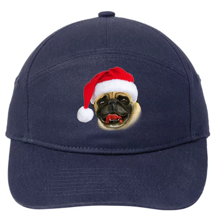 Christmas Pug Santa Hat Cute 7-Panel Snapback Hat