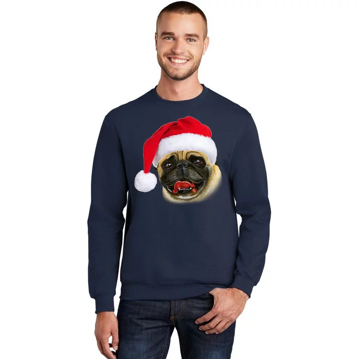 Christmas Pug Santa Hat Cute Tall Sweatshirt