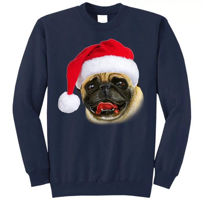 Christmas Pug Santa Hat Cute Tall Sweatshirt