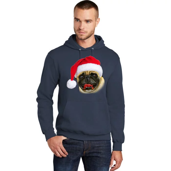 Christmas Pug Santa Hat Cute Tall Hoodie