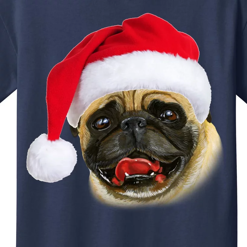 Christmas Pug Santa Hat Cute Kids T-Shirt